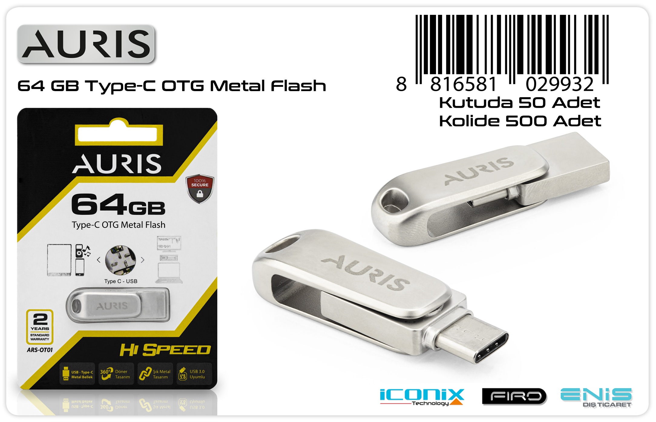 Auris 64 GB Type-C Otg Flash